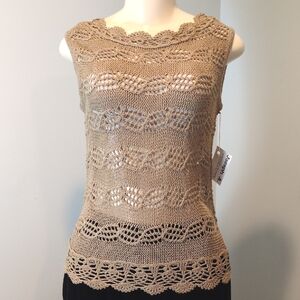 Joseph A. Brown Crochet Tank Qu'est-Ce Que C'est Silk Women's Large Vintage
